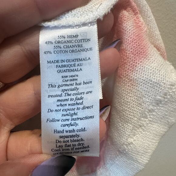 Faherty Didion organic hemp/cotton pink and white tie dye size small - Picture 6 of 8